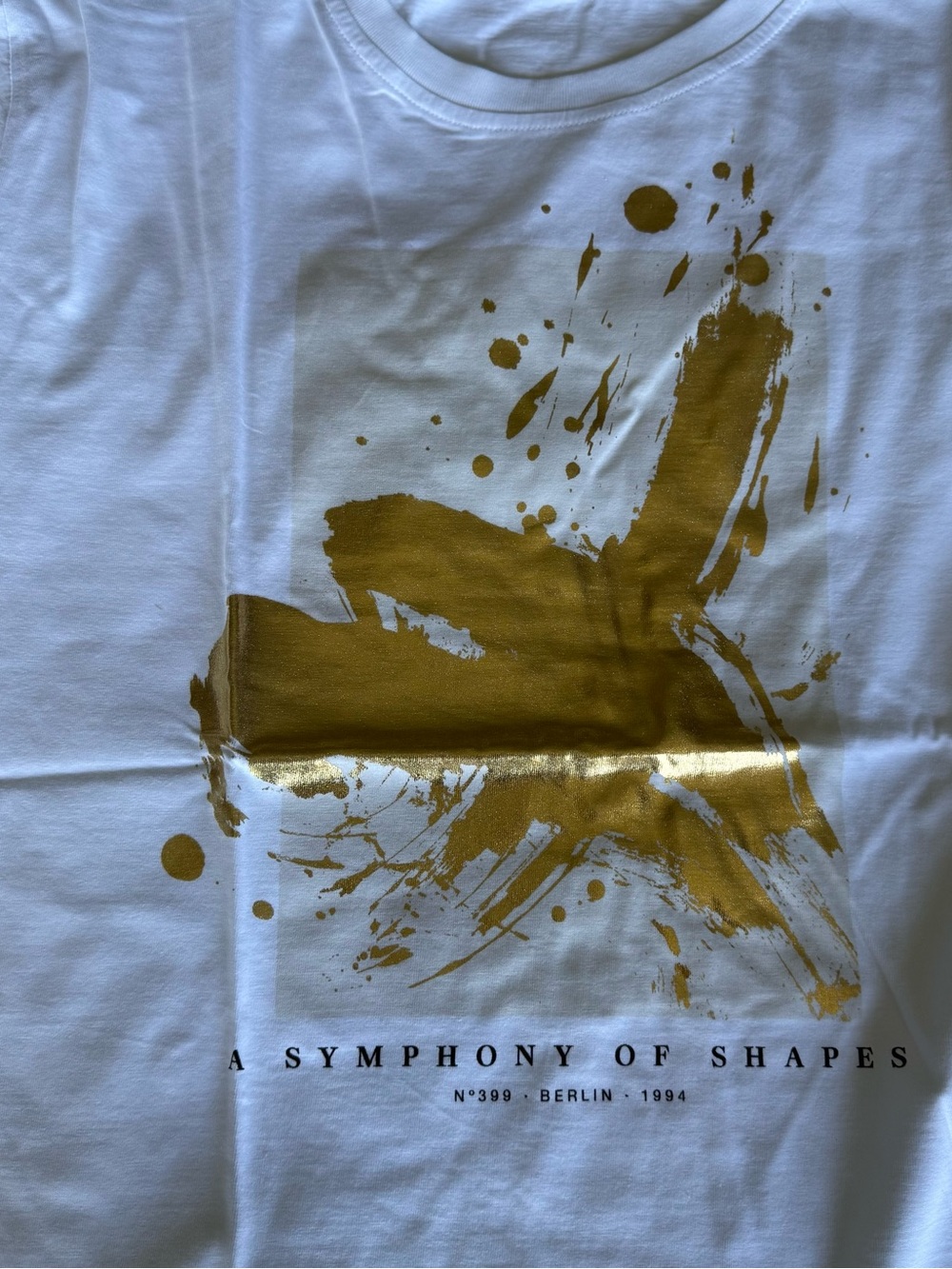 Zara White Tee with Gold Splash Graphic